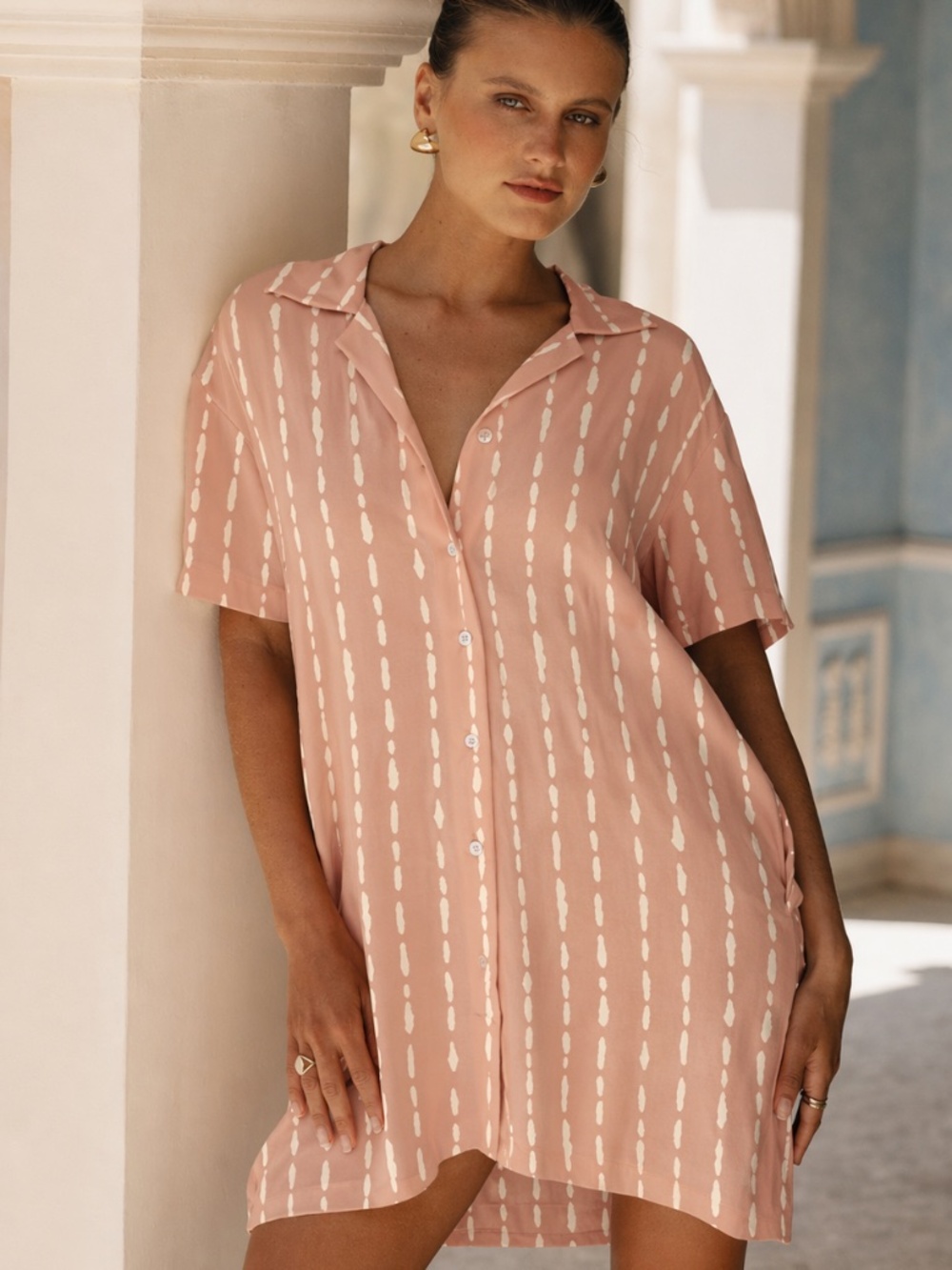 Khush shirt dress - current beige - small